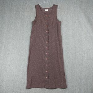 CHRISTOPHER & BANKS WOMENS 90S Y2K BROWN SLEEVELESS SUEDE BUTTON FRONT DRESS S